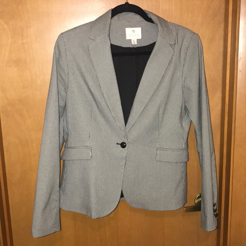 🔥Lila Rose blazer houndstooth black white L
